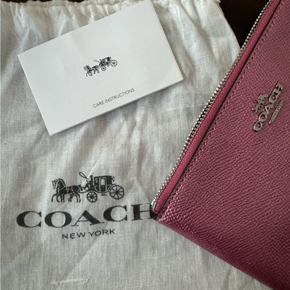 NIB Metallic Pink Coach Wristlet